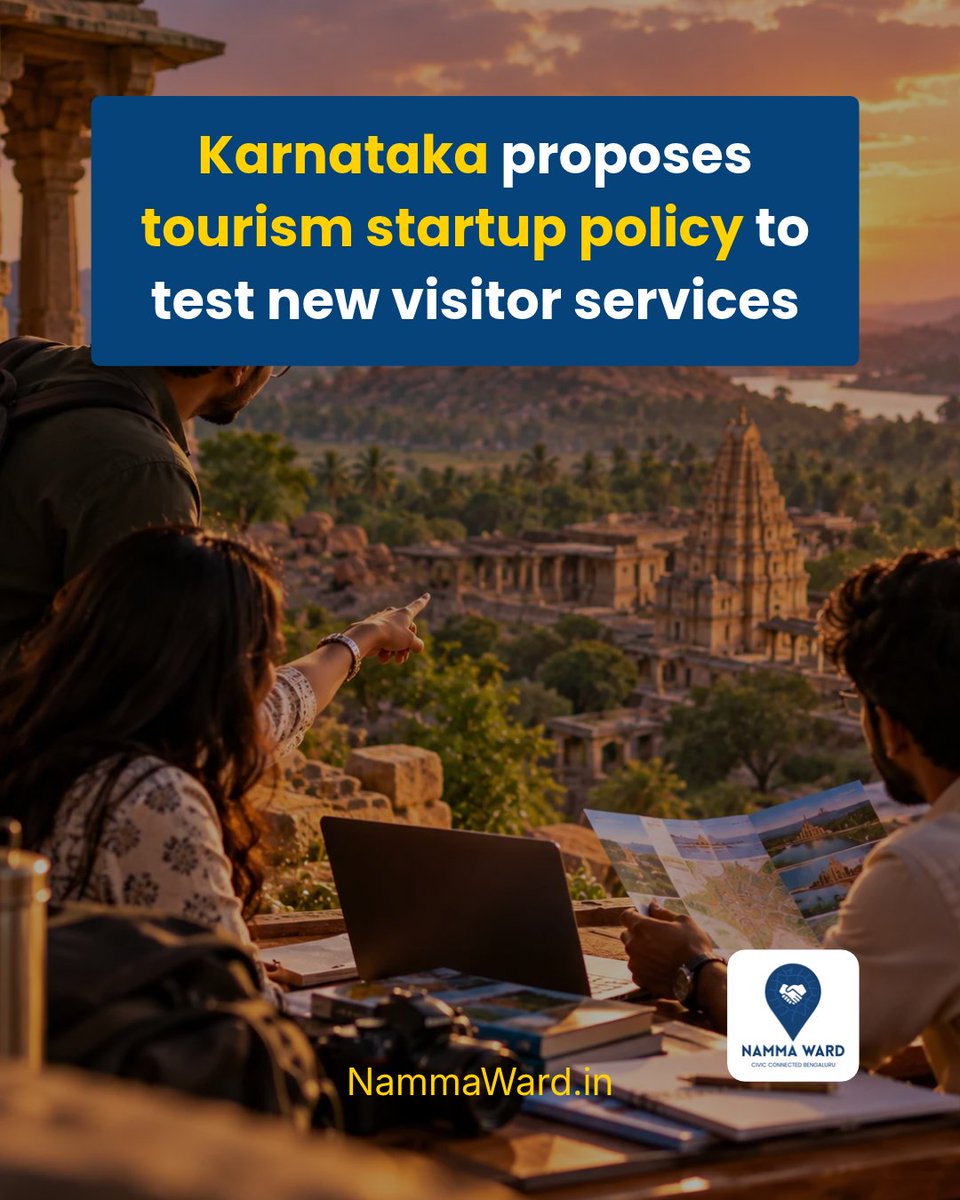 BlrSCNW's tweet photo. Karnataka proposes a Tourism Startup Promotion Policy to test new visitor services through pilots and evaluation. Applications and funding are not announced. https://t.co/O36eFZNlbo