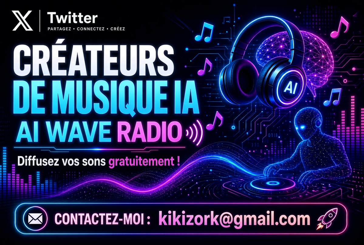 kikizorkoff's tweet photo. Créateurs de musique IA 🎵
Vous voulez diffuser vos sons gratuitement ?
Contactez-moi : kikizork@gmail.com ou poster vos liens en commentaires https://t.co/5WhMaNxob7