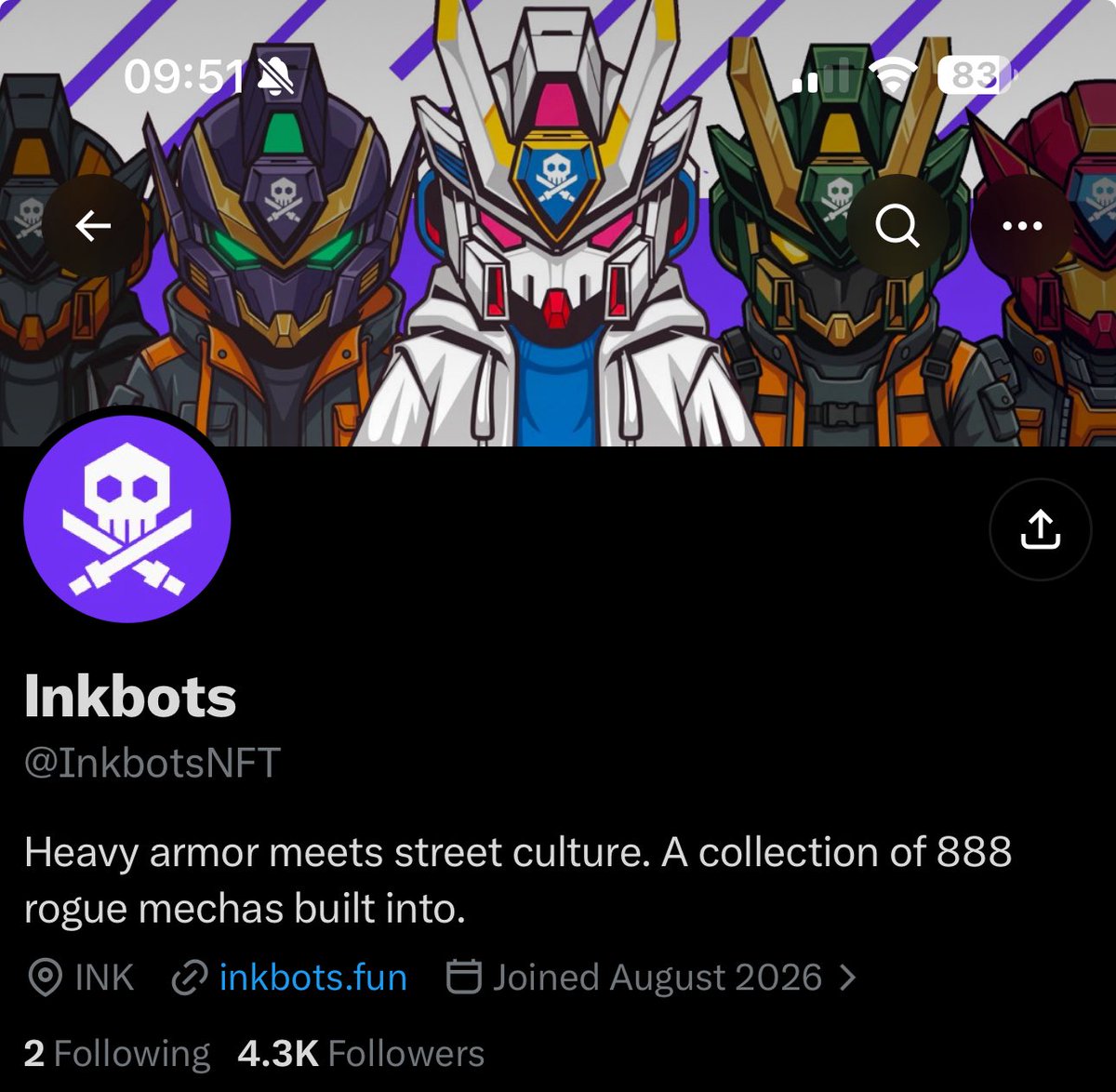 Mapemaofweb3's tweet photo. early alpha 🚨

found another NFT project worth keeping an eye on 

@InkbotsNFT is bringing 888 rogue mechas to Ink Chain, mixing heavy armor with street culture.

➳ supply: 888
➳ chain: Ink
➳ mint: TBA
➳ status: GTD whitelist open

what caught my attention is the art direction. These aren’t your usual cute PFPs. Think armored mechas, streetwear and faction-based lore.

each Inkbot is designed to be more than a collectible, with identity, access and a place in the project’s growing archive.

still early, with mint details yet to be announced.

GTD spots are open, so check out https://t.co/wnQBD4C8nR if you want to get involved.

keeping this on my community @mapemanftcircle’s radar