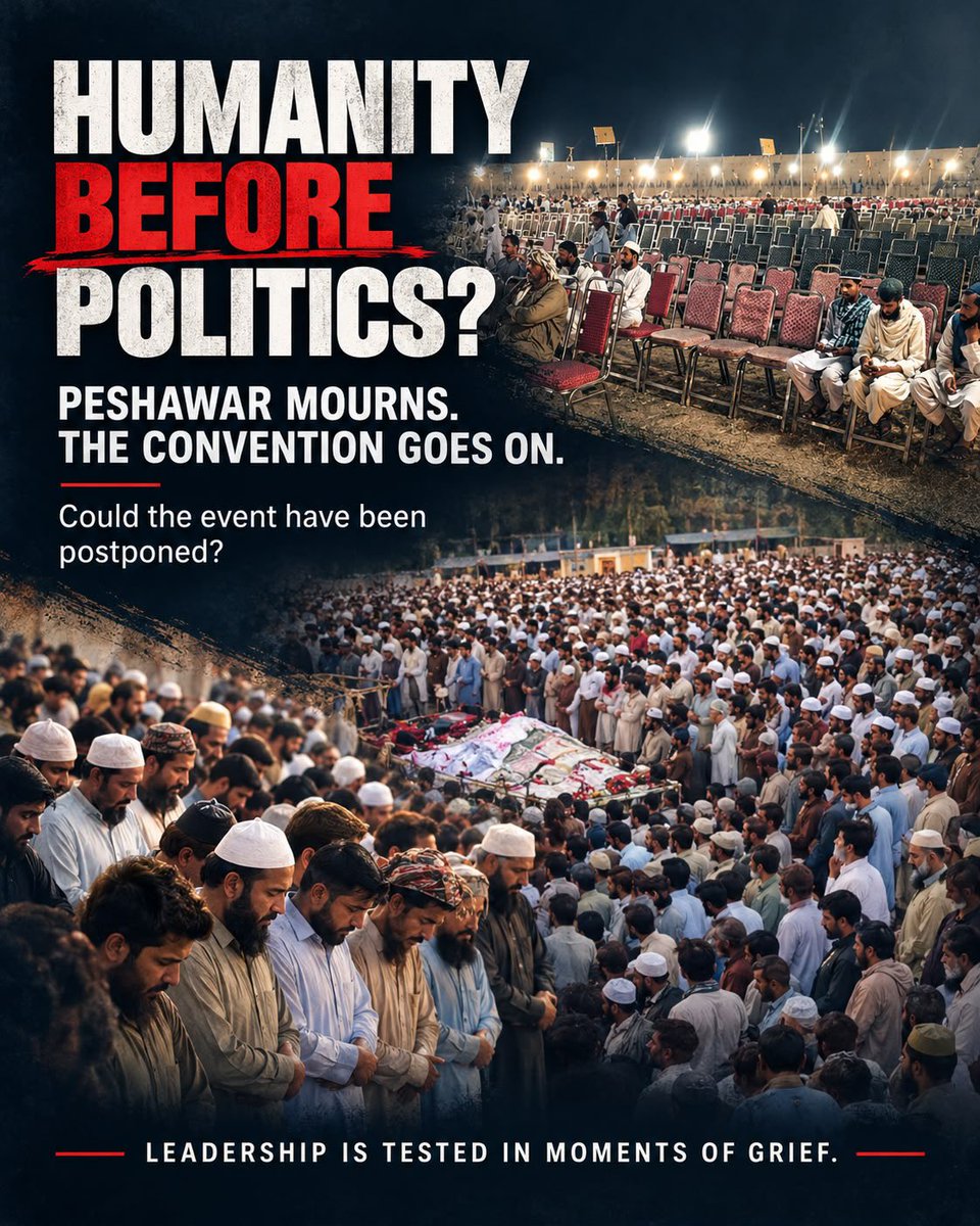 PoliChatterPK's tweet photo. HUMANITY BEFORE POLITICS?

On one side, Peshawar mourns the loss of innocent children. On the other, Maulana Fazlur Rehman continues his political convention in Multan.

Maulana, was standing with grieving families not more important than political activities? https://t.co/lsKUbMpM6b