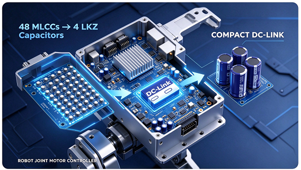 PwrElectronics's tweet photo. Replacing 48 MLCCs with 4 LKZ Capacitors for Compact, Cost-Effective Robot Joint Motor Controllers https://t.co/Nv3iN6HUVw https://t.co/AfXTQ9gjtV