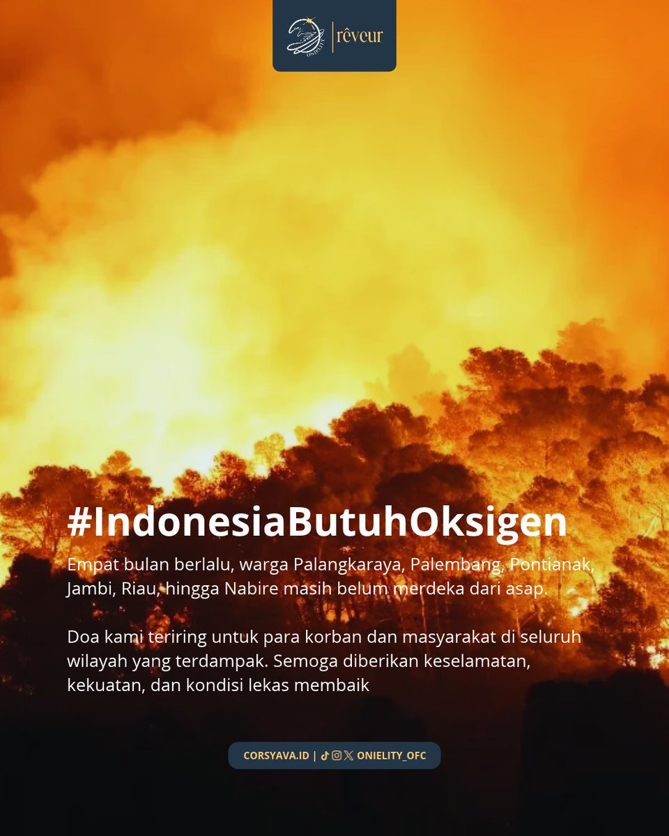 onielity_ofc's tweet photo. Di balik pekatnya asap kebakaran yang tak kunjung berakhir, ada hak makhluk hidup yang hilang bahkan untuk sekedar menghirup udara bersih

Doa kami teriring untuk Sumatra, Kalimantan, Papua, hingga berbagai penjuru Indonesia
#IndonesiaButuhOksigen😷 https://t.co/grgp6WoXID