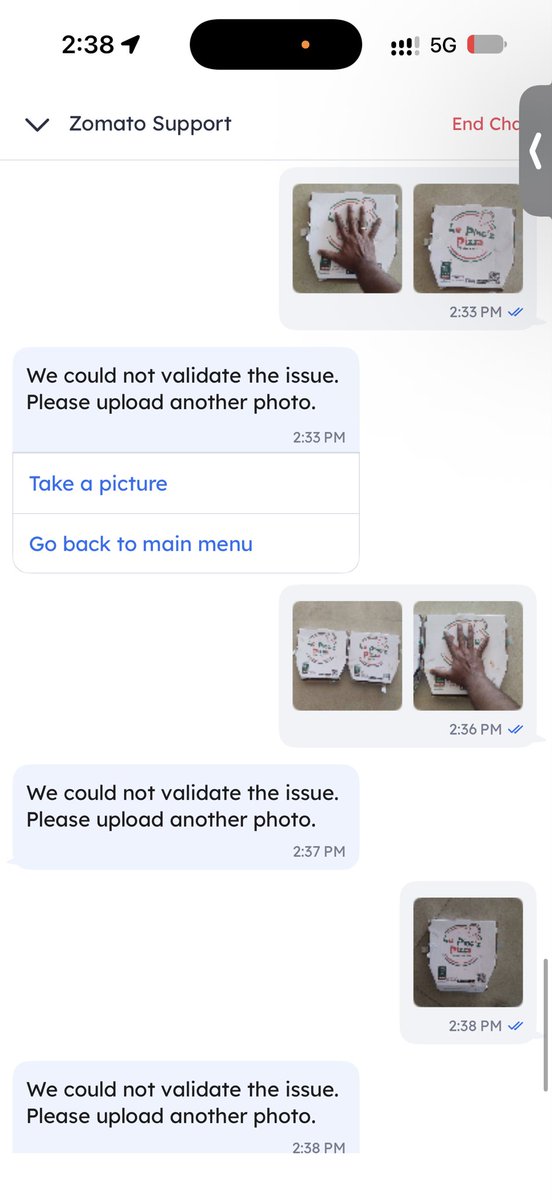 rahulack's tweet photo. Today I got another fraudulent activity by @zomato  - I ordered two medium pizzas and got two regular size ones (I attached a screenshot as well). 
When I raised an issue, they keep on saying that they are not able to validate the issue.  Soon a legal case on the way!! https://t.co/Oqpu34b0mS