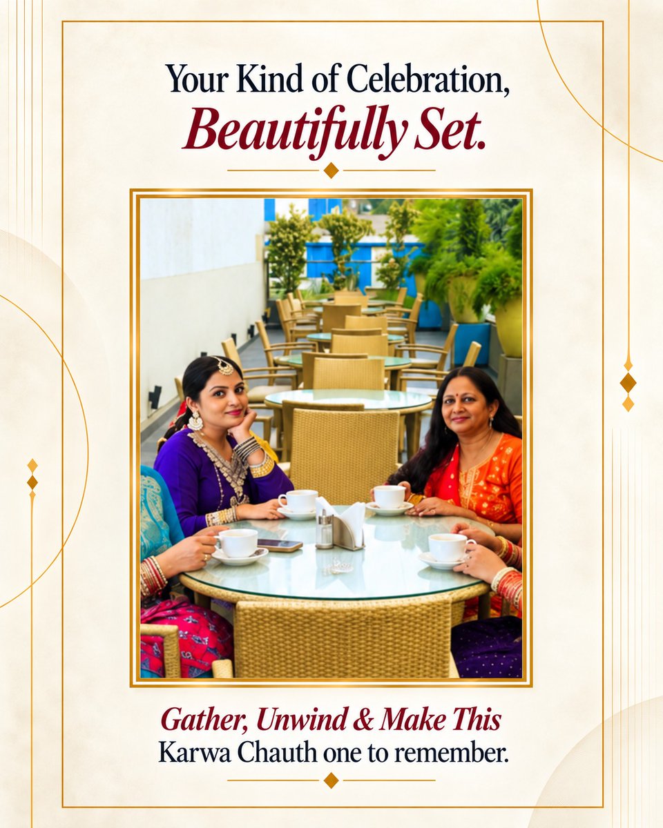 HometelChd's tweet photo. TRADITIONS, SPARKLING SIPS &amp; GIRLS’ TIME! ❤️✨

Celebrate Karwa Chauth with a special kitty party, festive indulgence &amp; cherished moments at HOMETEL CHANDIGARH.

📞 +91 17 2429 9999
#HometelChandigarh #KarwaChauth2026 #KittyParty https://t.co/FHs0d2lAF0