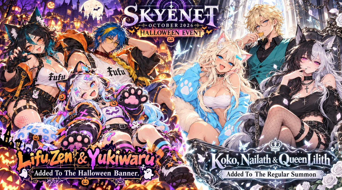Haydock83's tweet photo. https://t.co/2qPCd2uaDi
@skyenet New Halloween Update
Total of 9 new characters added. Lifu &amp; Zen Join forces with new synergy effect, having them in a team together gives them a 10% attack bonus. Cute Gremlin Yukiwaru joins in her Halloween costume. https://t.co/FwL7xMqrSl