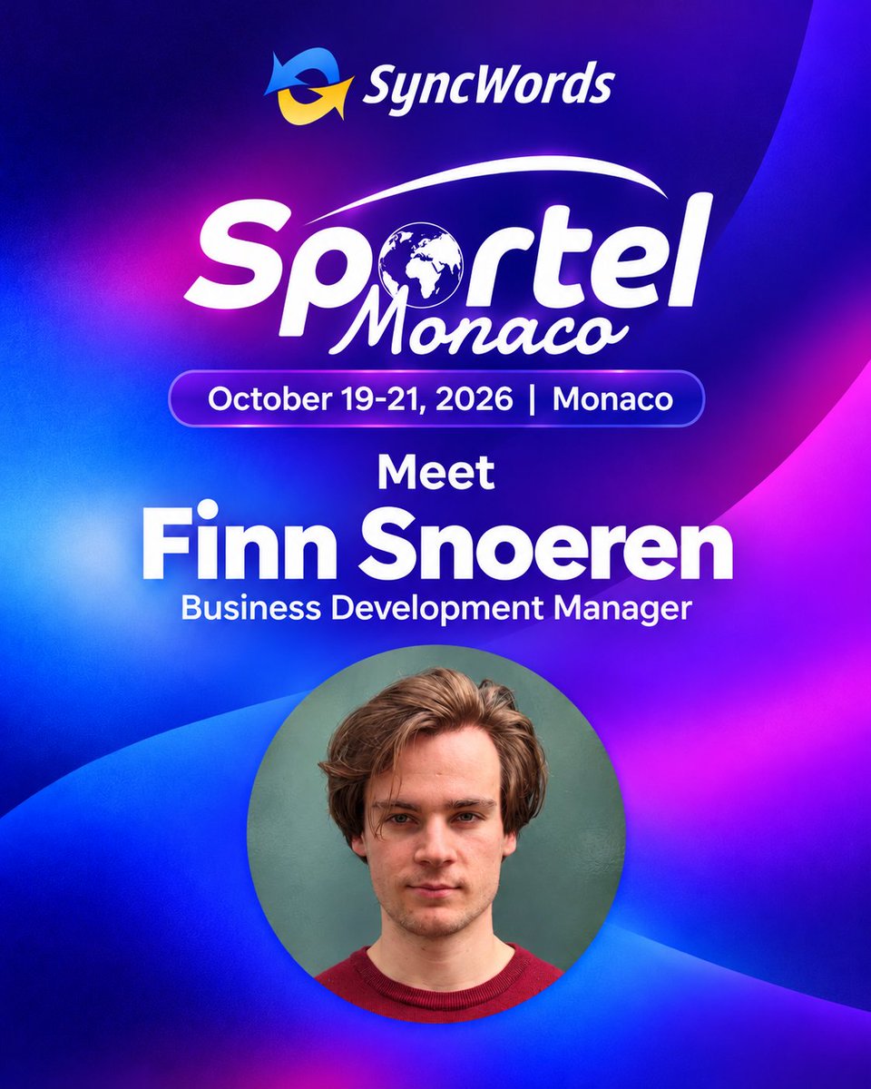 syncwords's tweet photo. SPORTEL Monaco, Oct 19–21: meet Finn, our new account executive, to talk about multilingual sports streams. Book a time: https://t.co/wYf35vf6Y1 #SPORTEL https://t.co/QRaVIPi8VQ