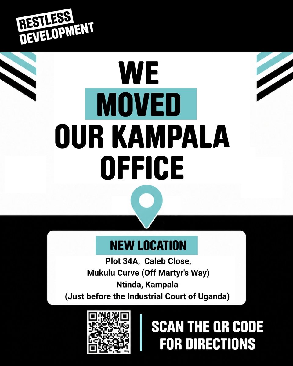 Restless_Uganda's tweet photo. We moved our Kampala office📍

You can now find us at:

Plot 34A, Caleb Close
Mukulu Curve, off Martyr’s Way
Ntinda, Kampala
Just before the Industrial Court of Uganda

Get directions: https://t.co/1rgM2KWE54 https://t.co/EFX0rAiJY4