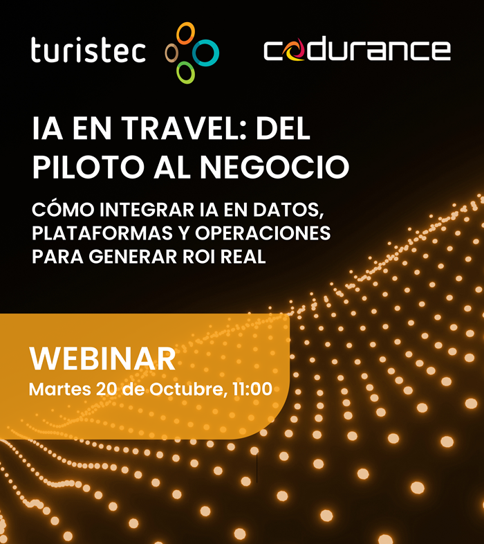 turistec's tweet photo. 📢¡Faltan pocos días! para el próximo #webinar de
@turistec con Codurance: #IA en #Travel: del piloto al negocio.
🗓️20/10 a las 11:00h
📝Inscríbete aquí👉https://t.co/vB6wyuIaAt
+ Info👉https://t.co/GXgT5YHvRn
#eventosTuristec #sociosTuristec #datos #tecnología #turismo https://t.co/Z5yJP0k0Ja