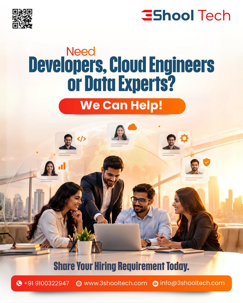 3shoolTech's tweet photo. Finding skilled IT professionals for your business? 3ShoolTech helps companies hire qualified developers, cloud engineers, and data experts to meet their technical hiring needs.
#3ShoolTech #ITRecruitment #ITStaffing #TechHiring #SoftwareDevelopers #CloudEngineers #DataExperts https://t.co/tOnV9DSiN2