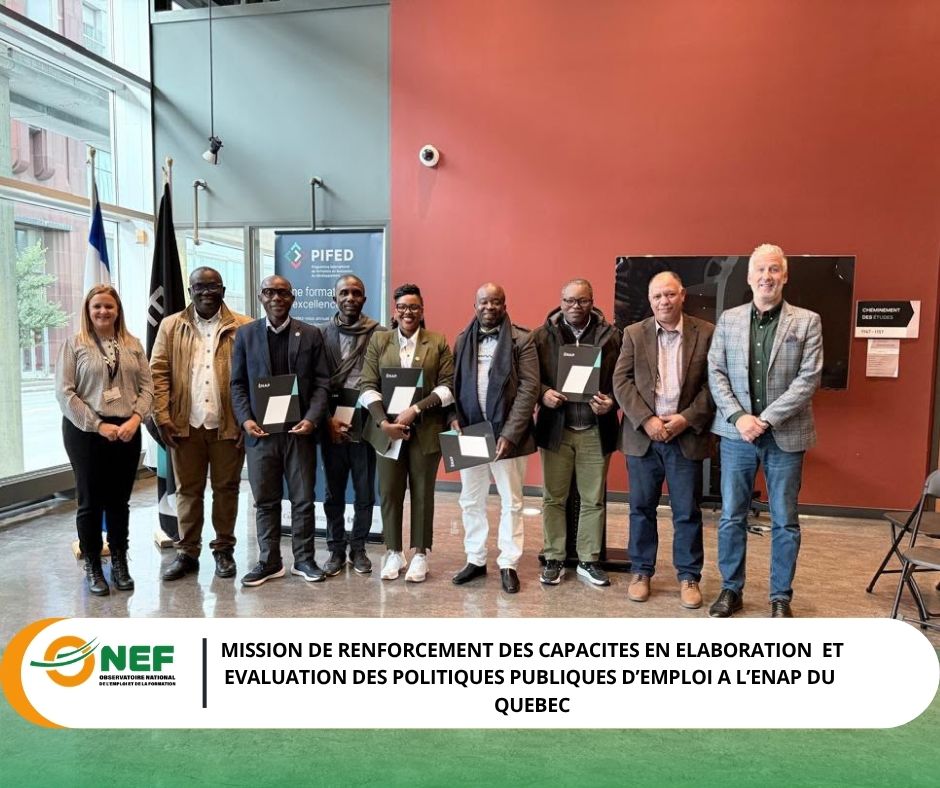 Onefcotedivoire's tweet photo. Une délégation de l'ONEF a effectué une mission de renforcement des capacités en élaboration et évaluation des politiques publiques d'emploi à l'Ecole Nationale d'Administration Publique du Québec (Canada) du 25 septembre au 12 octobre 2026.
#ONEF
#MEPSFP https://t.co/rT5qPO4BrE