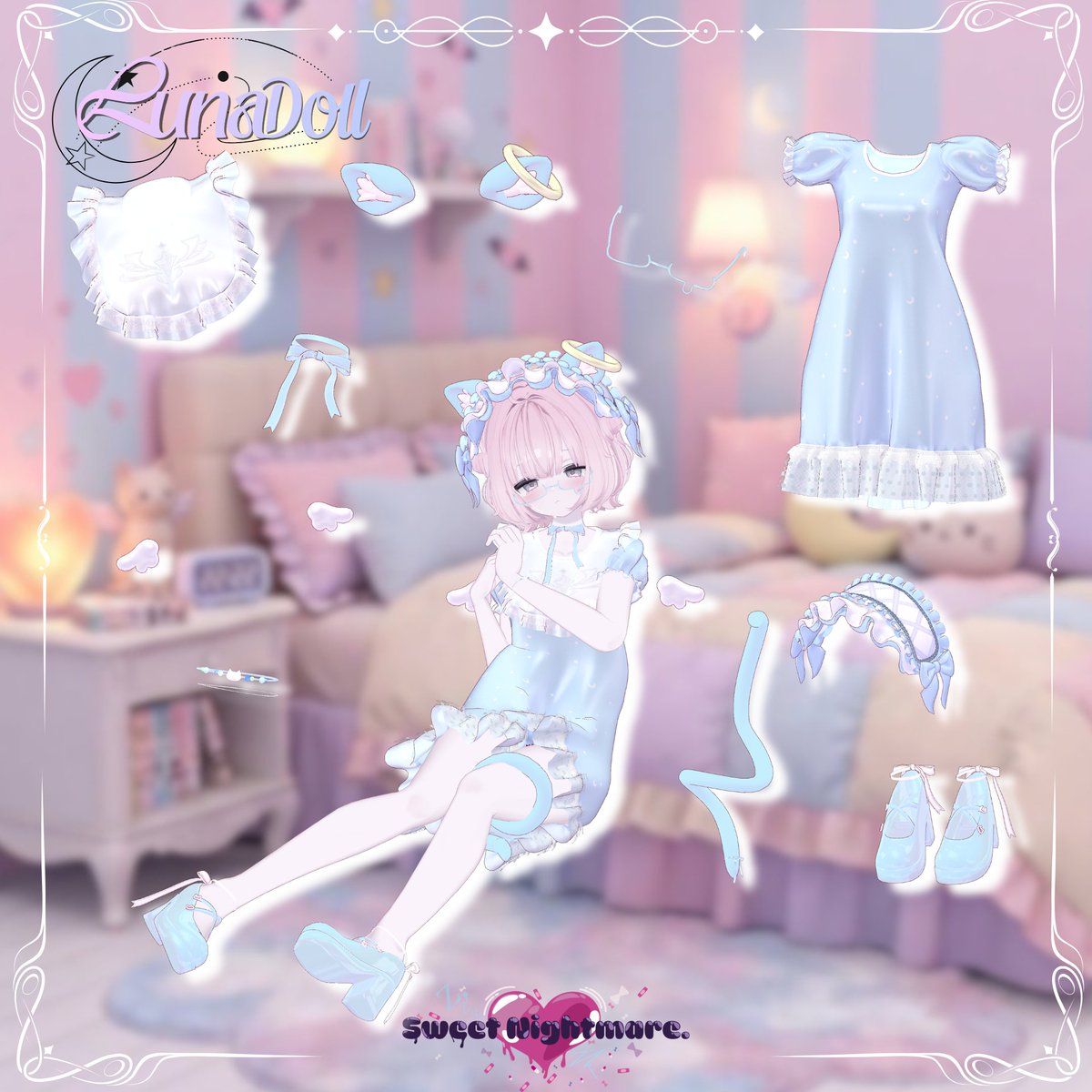 sw_nightmare589's tweet photo. ⋆LunaDollプレゼント企画⋆

新作��装『LunaDoll』発売記念企画を開催！
参加方法
①@sw_nightmare589をフォロー
②この投稿をRP＋いいね♡

⋆当選人数 2名様＋BOOTH 50いいね毎に1名追加！
⋆期間10/19 23:59まで
⋆Shop https://t.co/e1cplLB84m

#VRChat #booth_pm #LunaDoll #sweetnightmare https://t.co/SdonecPkXA