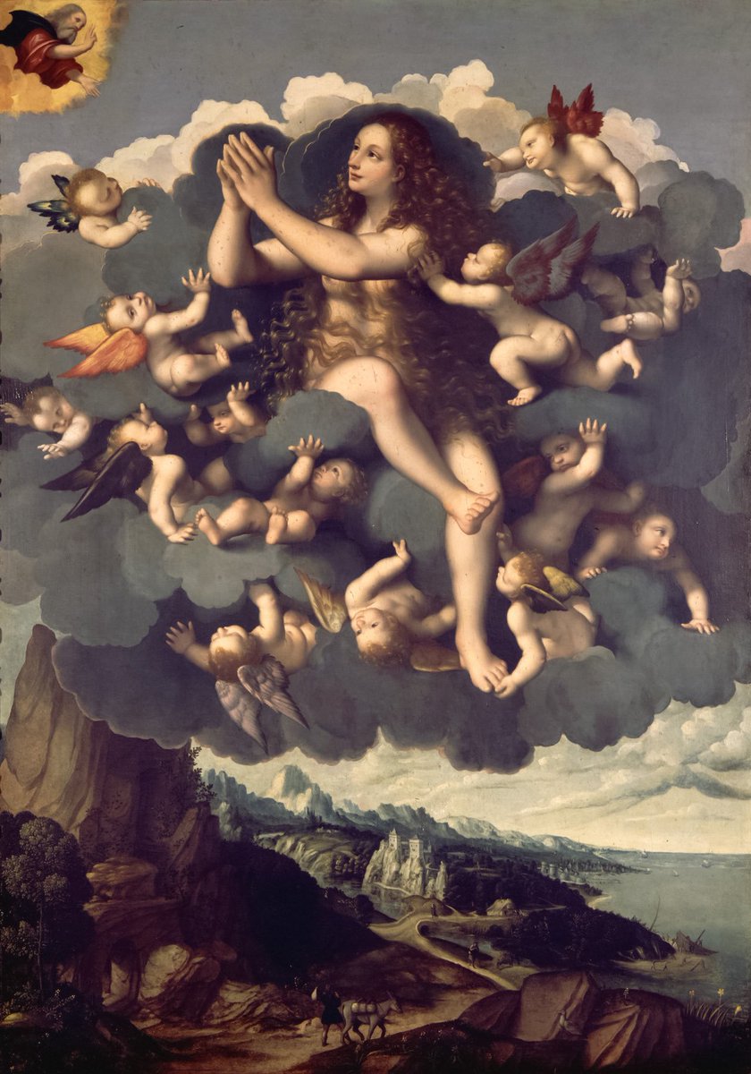 artorfeed's tweet photo. The Elevation of St. Mary Magdalene (1524) - Marco d'Oggiono (c.1467–1524) high renaissance https://t.co/sZl8EKAojj