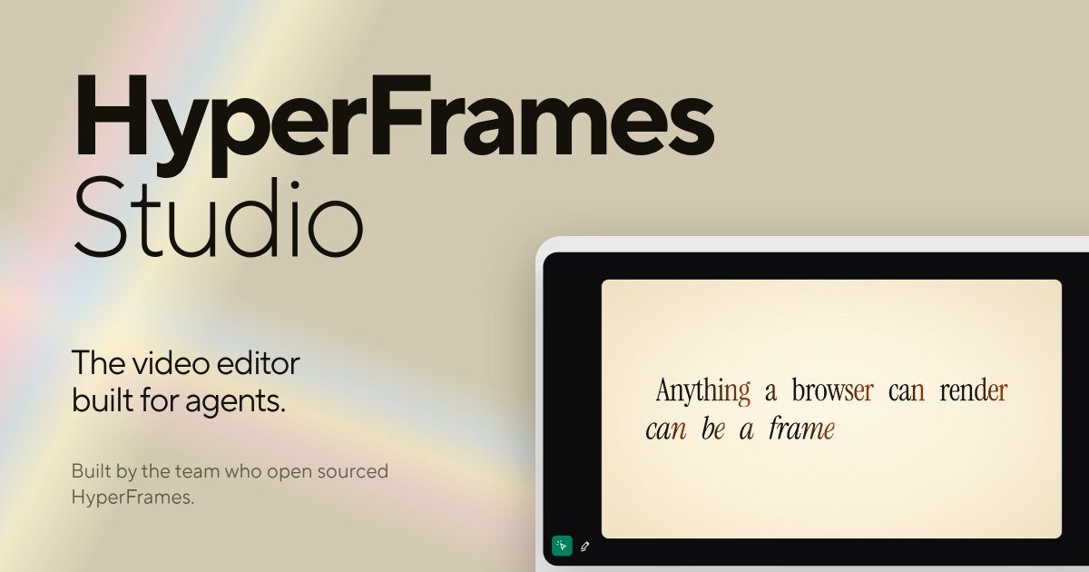 doodi_dev's tweet photo. ⭐ HyperFrames ⭐
https://t.co/UgPOOunJNB

1. AI 아바타 영상 회사 HeyGen이 웹페이지(HTML)로 영상을 만드는 오픈소스 도구를 공개함

2. 화면은 웹페이지처럼 짜고 움직임은 애니메이션 코드로 넣으면 그대로 MP4 영상으로 뽑아줌. 같은 코드면 몇 번을 돌려도 똑같은 영상이 나옴

3. 클로드 코드·Codex·Cursor·Gemini CLI에 스킬로 넣고 "10초짜리 제품 소개 영상 만들어줘" 한 마디면 기획 → 제작 → 미리보기 → 영상 출력까지 AI가 알아서 함

4. 웹사이트 홍보 영상, 개념 설명 영상, 깃허브 PR 소개 영상, 자막 넣기, 발표 슬라이드까지 스킬 21개 제공. 맥·리눅스 앱도 나옴

5. Apache-2.0 무료, 스타 6.5만 개. Node.js 22 이상 필요

설치: npx skills add heygen-com/hyperframes

영상 편집 프로그램 없이 코딩 에이전트한테 말로 영상 뽑는 시대인 듯

━━━━━━━━━━
🇺🇸
1. HeyGen, the AI avatar video company, open-sourced a tool that turns web pages (HTML) into videos

2. Lay out the screen like a web page, add motion with animation code, and it renders straight to MP4. Same code, same video, every single time

3. Add it as a skill to Claude Code, Codex, Cursor, or Gemini CLI, then just say "make a 10-second product intro" and the AI handles planning → building → preview → final render

4. 21 skills: website promo videos, concept explainers, GitHub PR videos, captions, even slide decks. Mac and Linux apps are out too

5. Free under Apache-2.0, 64.9k stars. Requires Node.js 22+

Install: npx skills add heygen-com/hyperframes

Feels like we've reached the point where you make videos by talking to a coding agent, no editing app needed

#AI #ClaudeCode #AIAgents #OpenSource #VideoEditing