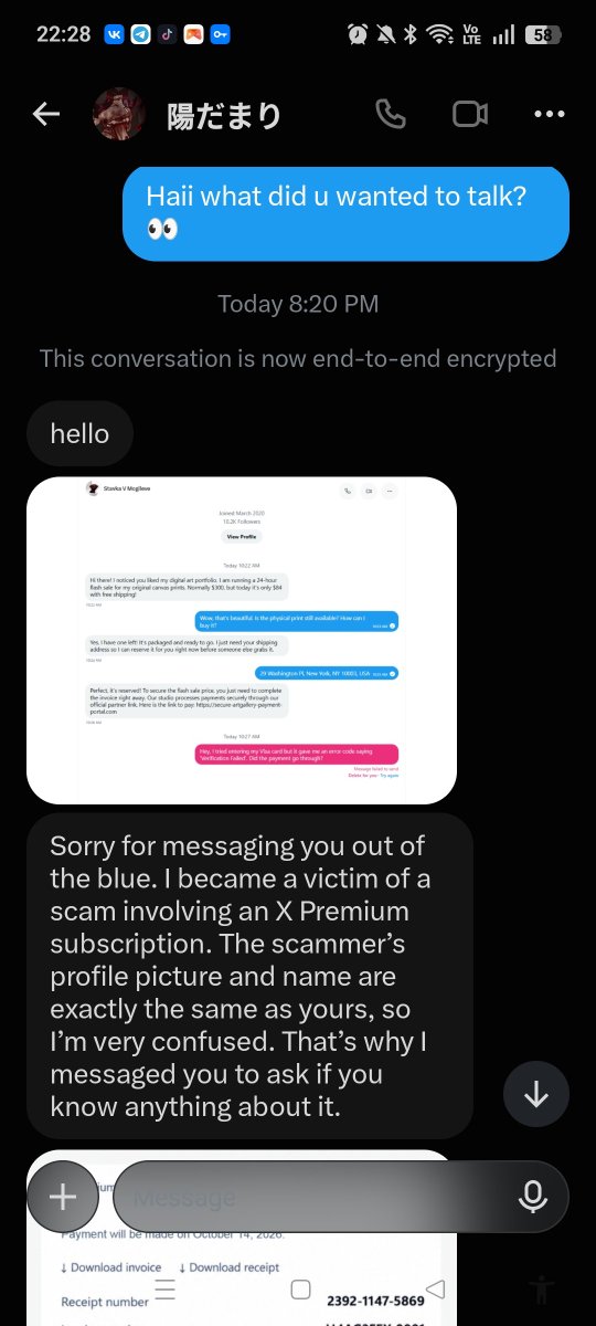 RINAult_Logan's tweet photo. DON'T TRUST THAT MF I GOT HACKED

I got messaged that what u see on photos lower, if you get any of that from that account, DON'T TRUST IT AND DON'T FOLLOW WHAT IT SAYS. 

I'm currently trying to get back an access to that account and I'll post if I manage, love y'all 🌹🌹🌹 https://t.co/EM9SvZkP3N