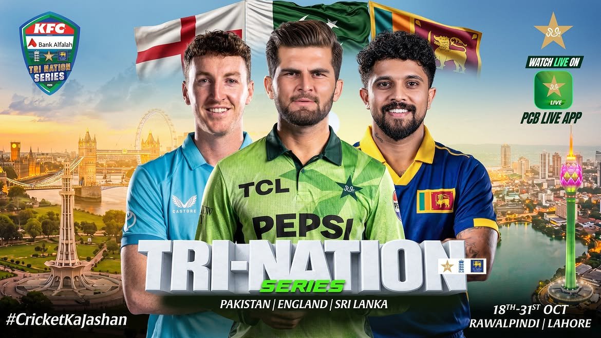 CallMeSheri1_'s tweet photo. PCB poster for the Tri-Series. 🇵🇰 🏴󠁧󠁢󠁥󠁮󠁧󠁿 🇱🇰 https://t.co/j5yhl1h6OH