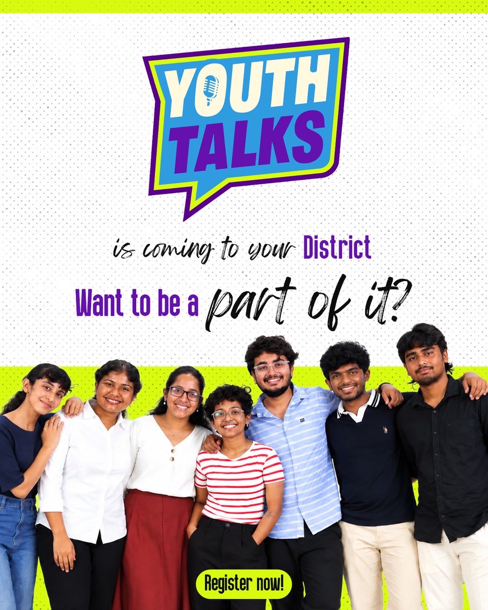 YouthTalksIN's tweet photo. Your District. Your Voice. Your Youth Talks! 

Youth Talks is coming your way! Want to be part of the conversation?

Fill out the form to participate - https://t.co/384Ne133xM

#youthtalks #coffeeandconversation #meetup #youthempowerment #LetsTalkIRL https://t.co/KADeB4iXwV