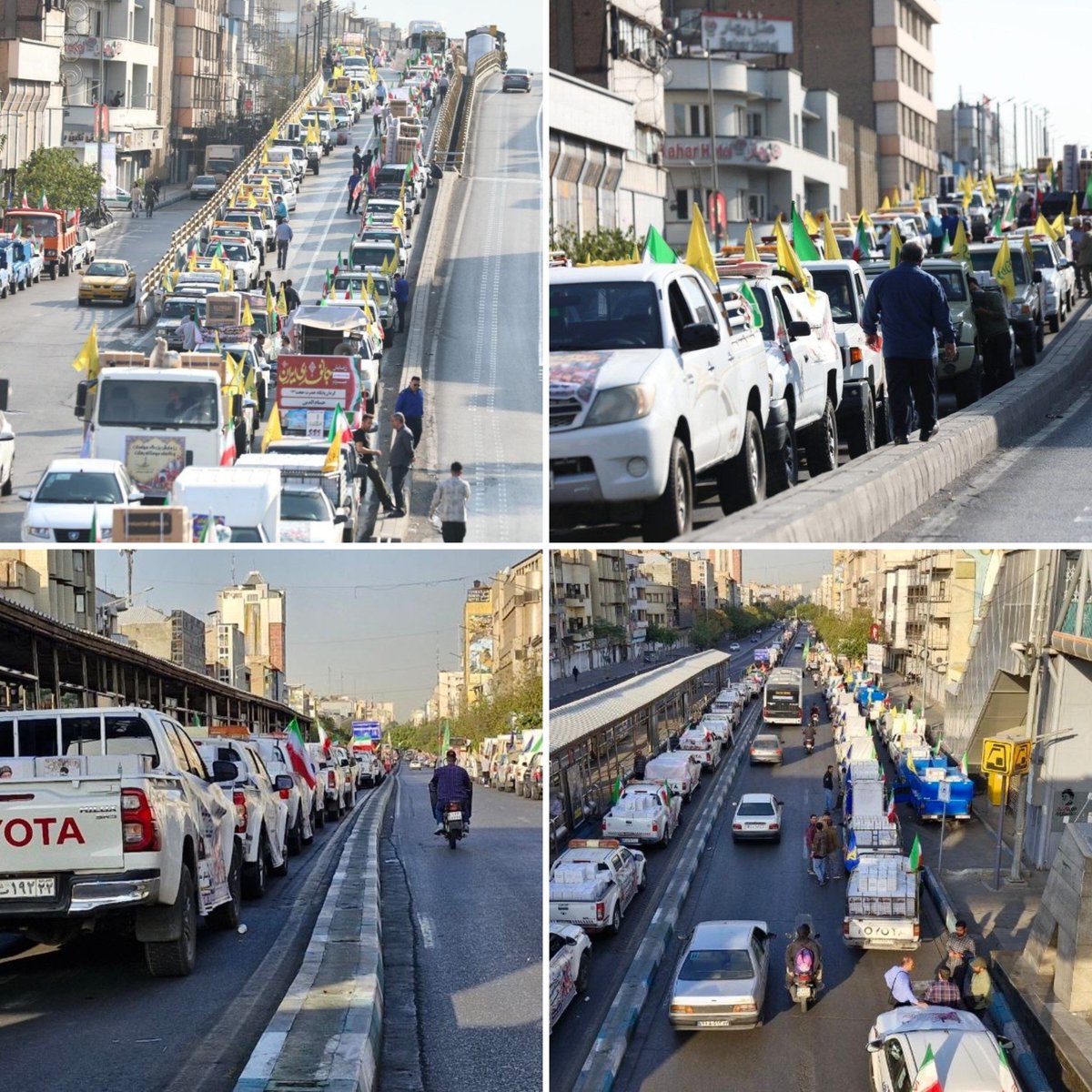 hey__vaa's tweet photo. امروز تهران بار دیگر صحنه‌ی تجلی غیرت و
 اراده‌ی ایرانی بود؛ کاروانی از مردان و زنانِ استوار که در برابر سختی‌ها سر خم نمی‌کنند و با همت خود، راه عبور از بحران‌ها را می‌سازند.

تا این تفکر زنده است، پرچم ایران همیشه بالاست✌️

#از_بعثت_تا_مواسات https://t.co/KyOF1I0Dj4