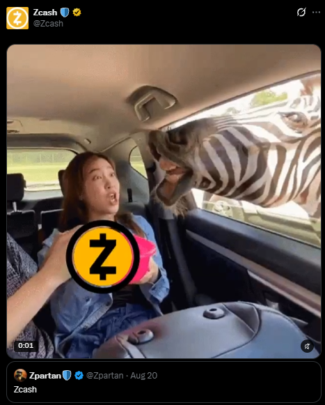 TechTalksFvucc's tweet photo. while digging into Zcash, i found out that zebras were actually chosen as its mascot

https://t.co/5FXj2xKg1p

the reasoning is pretty cool

individual zebras are harder to identify when they're moving together in a herd, which fits the whole idea of anonymity

and Zcash still uses zebras all over their posts, even the random zebra memes get pretty good engagement

it's not just some random animal either, zebras have been part of Zcash's identity for years

that's where the game concept came from