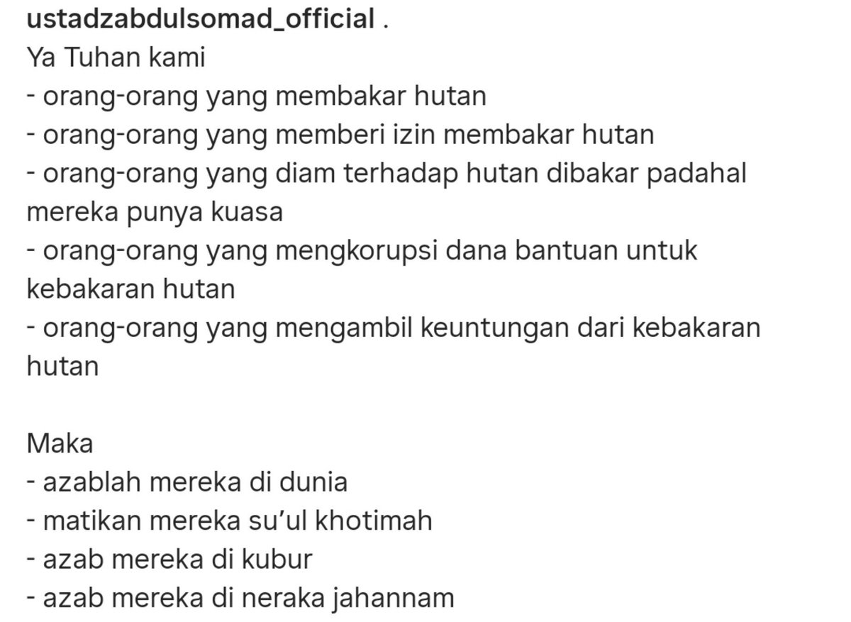 aprillariz's tweet photo. Ustadz Abdul Somad sepertinya sudah muak dengan kebakaran hutan di negeri ini

Aamiin paling serius, doa orang yang terzalimi pasti dikabulkan😇 https://t.co/vGCnUsOH01