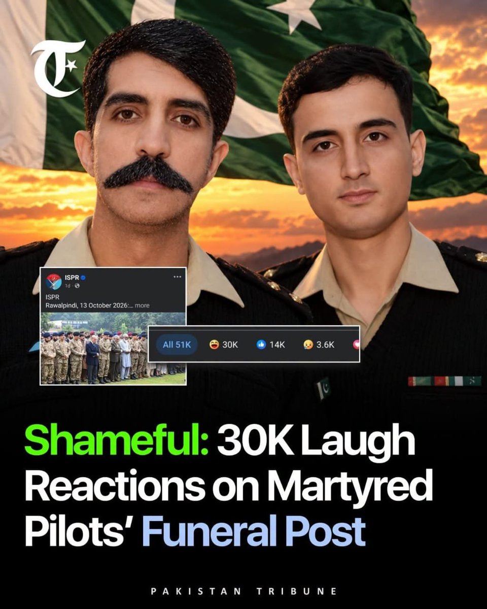 jyofb0's tweet photo. کوئٹہ میں پاکستانی فوج کے تربیتی طیارے کے حادثے می�� ہلاک ہونے والے پائلٹس میجر حسنین شہزاد ہمایوں اور کیپٹن عبدالصمد کی تدفین کی خبر پر سوشل میڈیا صارفین کی جانب سے حیران کن ردعمل سامنے آیا۔

پاکستانی فوج کے پروپیگنڈا میڈیا سیل ISPR کی جانب سے جنازے کی تصاویر پوسٹ کیے جانے کے بعد https://t.co/21NL5jeYeE