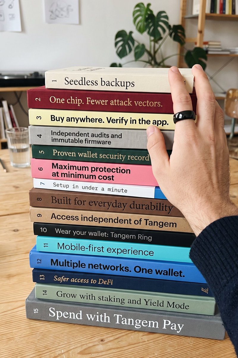 Tangem's tweet photo. Most people buy a hardware wallet for secure storage, but with Tangem, that's just the first chapter of the story.

Here are 15 reasons to use Tangem, from the security record to swaps, staking, Yield Mode and real-world spending with Tangem Pay: https://t.co/QJxMw9hrk9 https://t.co/qSKtM1vzdp