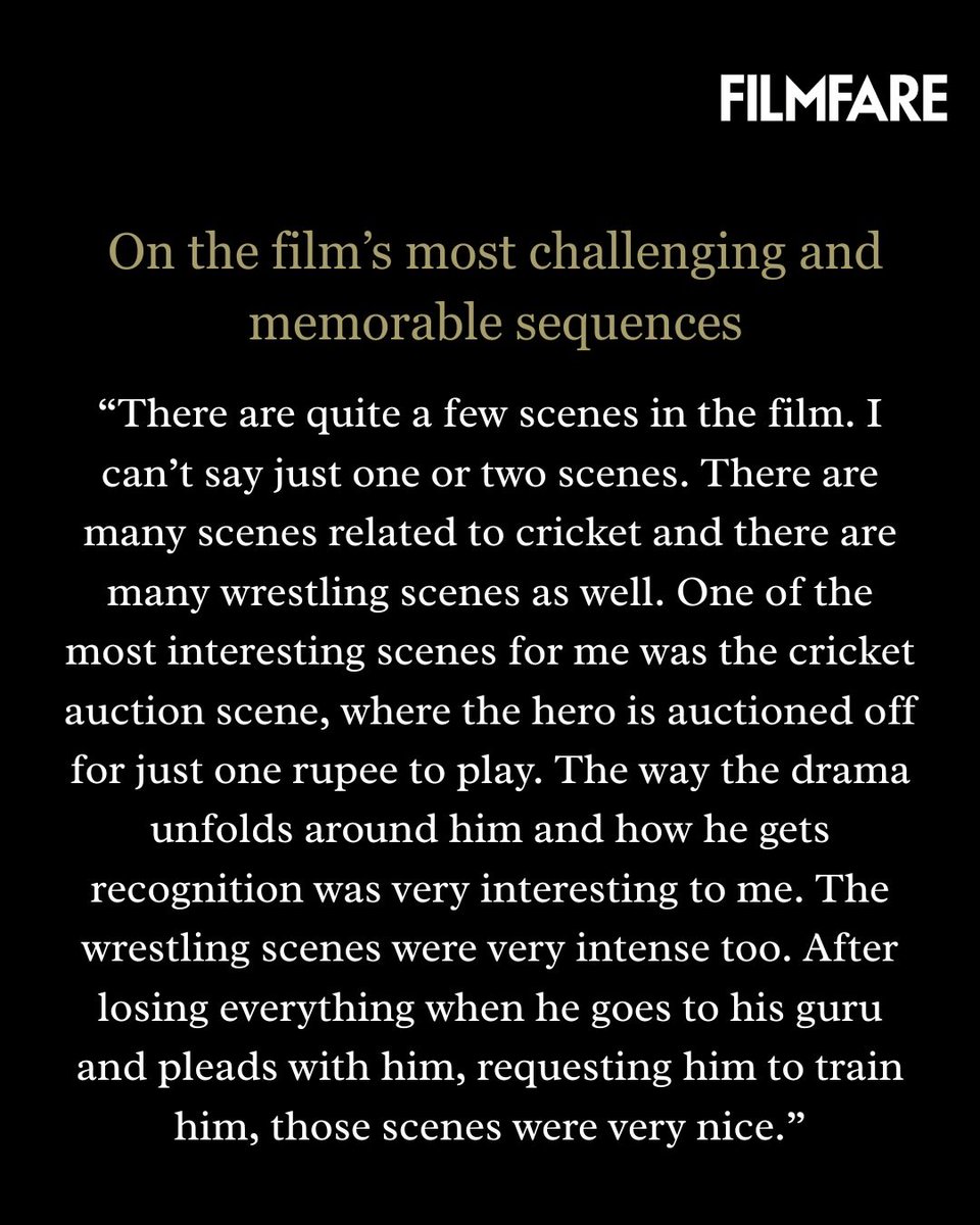 TweetRamCharan's tweet photo. #RamCharan with @filmfare ahead of #PEDDI World Television Premiere on Oct 25th.

Favorite Scene : 1 Vs 21 Night Cricket

Spoke about Most Acclaimed Performance in Hospital that the entire Shoot of that scene completed in One day within 8 hours 🐐 https://t.co/qvFGws1sNG