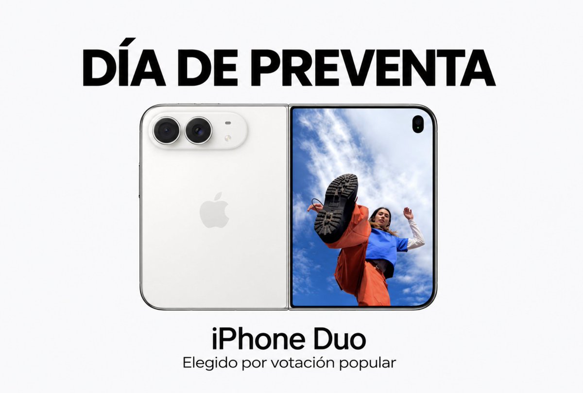 AppleExplorers's tweet photo. ¡Hoy comienza la preventa del iPhone Duo! 📱✨

La elección más votada ya está aquí. ¿También te quedarías con este diseño? 👀🍎

#iPhoneDuo #Apple https://t.co/S22KgST5K5