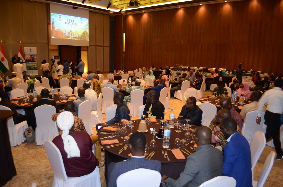 IndiainNiger's tweet photo. (1/2) Celebrating ITEC Day 2026 in Niamey, Niger!

The celebration of Indian Technical and Economic Cooperation (ITEC) Day at Radisson Blu Hotel, Niamey, brought together friends and partners to highlight the strong and longstanding ties between India and Niger.

Established in 1964, the ITEC Programme reflects India's commitment to international cooperation through capacity building, knowledge sharing, and skills development. 

By offering training opportunities and sharing India's expertise across diverse sectors, ITEC empowers professionals, strengthens institutional capacities, and contributes to sustainable development in partner countries.

The occasion celebrated the achievements of ITEC alumni and the valuable role they play in their respective fields, while reaffirming the shared commitment of India and Niger to strengthening bilateral cooperation, promoting mutual understanding, and building a brighter future through partnership and collaboration.

✨ ITEC: Building capacities, strengthening partnerships, and fostering lasting friendships.
--------
Célébration de la Journée de l’ITEC à Niamey, au Niger !

La célébration de la Journée de la Coopération technique et économique indienne (ITEC), organisée à l’hôtel Radisson Blu de Niamey, a réuni des amis et des partenaires afin de mettre en lumière les liens solides et historiques qui unissent l’Inde et le Niger.

Créé en 1964, le programme ITEC témoigne de l’engagement de l’Inde en faveur de la coopération internationale à travers le renforcement des capacités, le partage des connaissances et le développement des compétences.

En proposant des formations et en partageant l’expertise indienne dans divers secteurs, le programme ITEC contribue à renforcer les compétences des professionnels, à consolider les capacités institutionnelles et à promouvoir le développement durable dans les pays partenaires.

Cette occasion a permis de célébrer les réalisations des anciens bénéficiaires du programme ITEC ainsi que le rôle précieux qu’ils jouent dans leurs domaines respectifs. 

Elle a également réaffirmé la volonté commune de l’Inde et du Niger de renforcer leur coopération bilatérale, de promouvoir la compréhension mutuelle et de construire un avenir meilleur fondé sur le partenariat et la collaboration.

✨ ITEC : Renforcer les capacités, consolider les partenariats et cultiver des liens d’amitié durables.

#ITECDay #ITEC  #IndiaInNiger 
@MEAIndia @mygovindia @PIB_India @iccr_hq @ITECnetwork @airnewsalerts @prasarbharati
