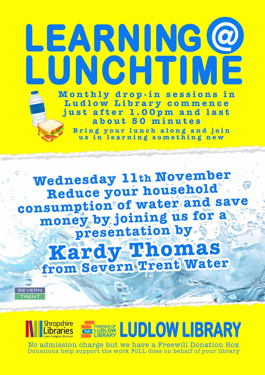 LudlowLibrary's tweet photo. Our next learning at lunchtime talk.
Pop in for a free informative session. https://t.co/AbSDNwiFy1