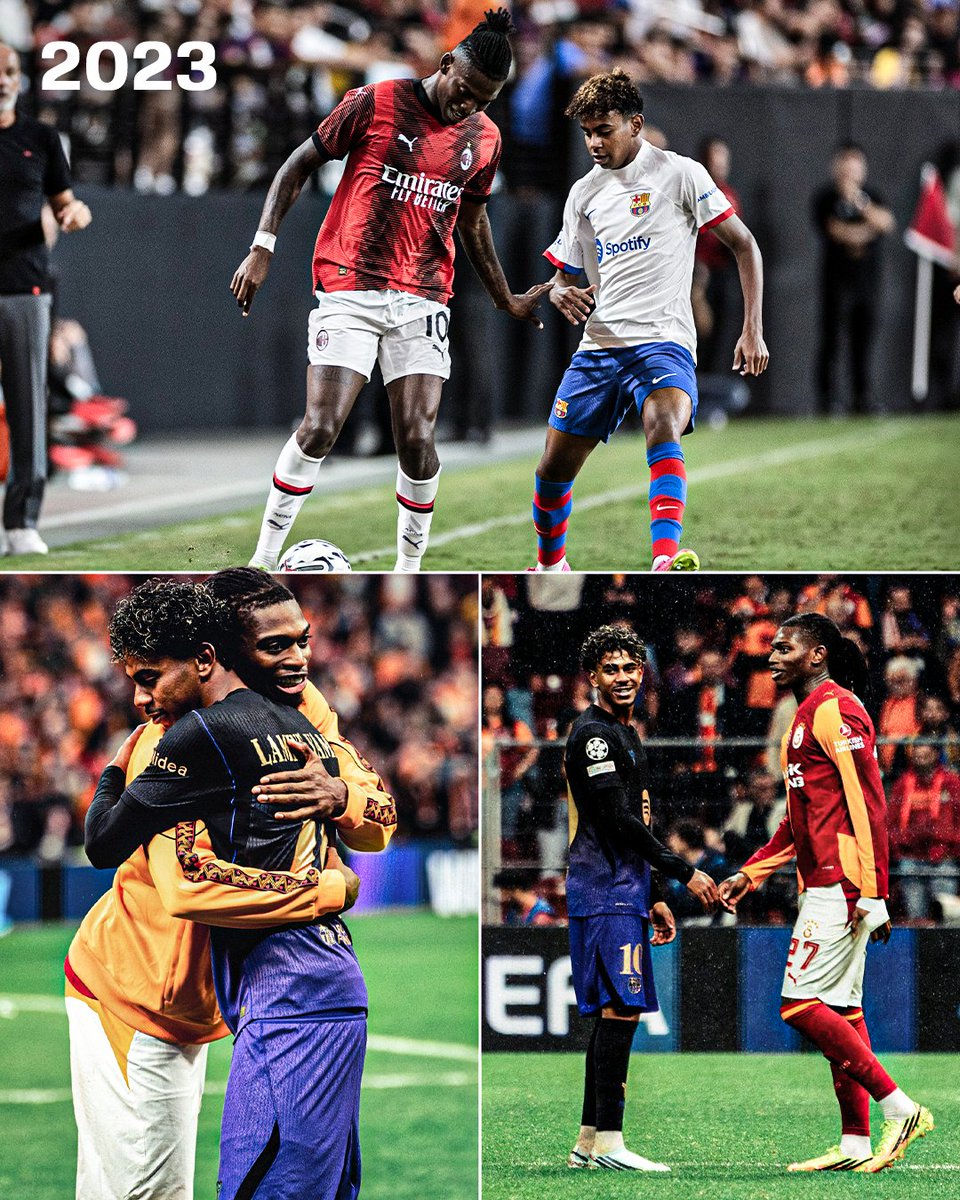 ESPNUK's tweet photo. Lamine Yamal and Rafael Leão 🤝
 
Then 🆚 Now https://t.co/xtw7zFCTL0