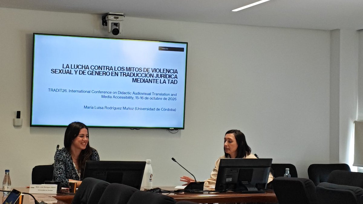 tradilex's tweet photo. ⚖️🎬 Some myths need more than translating. They need dismantling.

At #TRADIT26, @MluisaRodMun explores how didactic AVT can challenge myths surrounding sexual violence in legal translation.

Changing narratives. Challenging bias. 💜 #DAT https://t.co/XFlOISWUPX