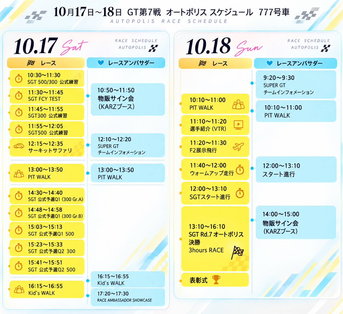 884sakuchan1210's tweet photo. いよいよ明日からはSUPER GT Rd.7
オートポリス戦です🩵💛

物販サイン会ではフレエンマウスパット2300円が数量限定で登場しますので是非GETお願いします☺️✨

昨日から横断幕も貼ってくれてありがとうっ🌸🙏🏻🫧

私たちと共に777号車 D'station Racingの応援をよろしくお願いします❣️🪽

お天気も良さそうで楽しみっ🥰