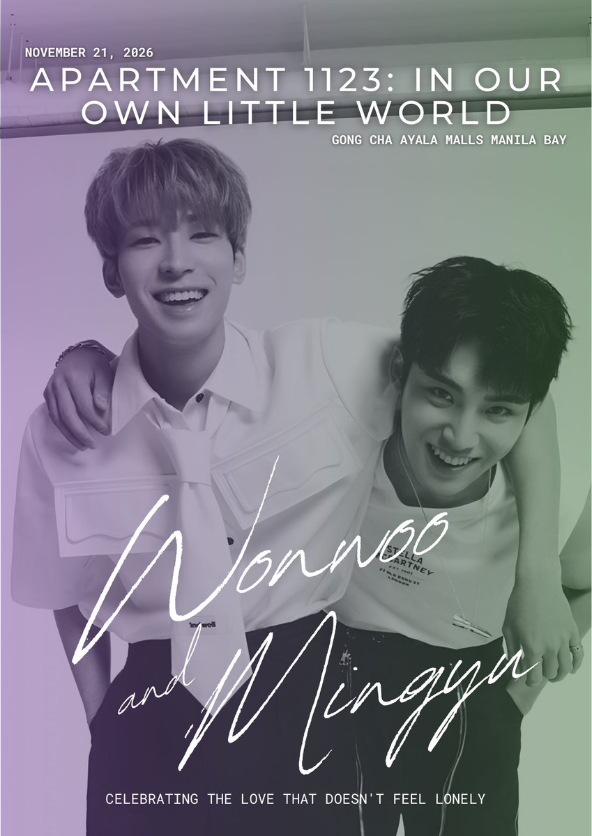 elacakessss's tweet photo. APARTMENT 1123 : IN OUR OWN LITTLE WORLD✨

A MinWon Come &amp; Go Cupsleeve Event💜💚
- November 21,2026
- Gong Cha, Ayala Malls Manila Bay

Register Here:

Batch 1 : https://t.co/KTy71sCkS8
Batch 2 : https://t.co/9X9jKllmRM

#APT1123MWOwnLittleWorld https://t.co/1c5Ry1npUa