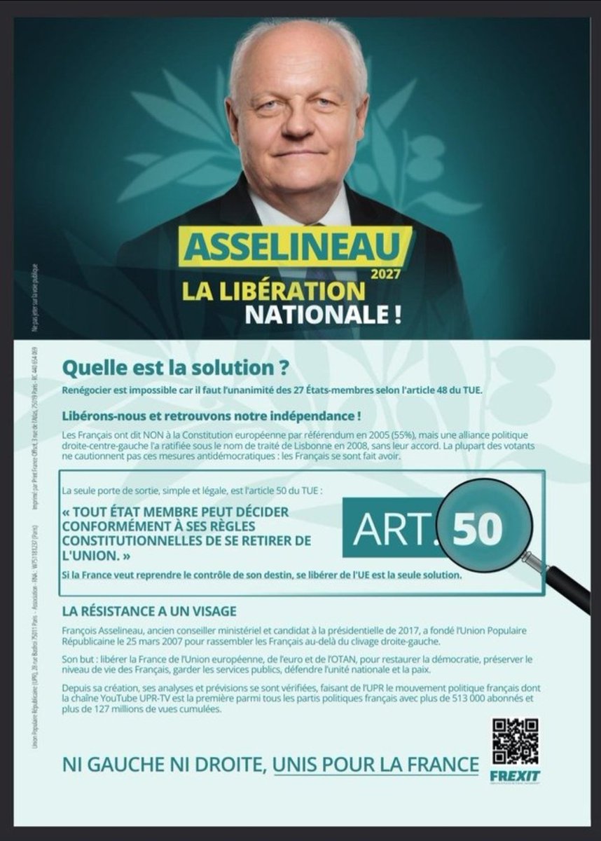 AnthoGuingamp87's tweet photo. La fiabilité, la constance, l'opiniâtreté depuis bientôt 20ans!
Rejoignez le mouvement de libération nationale classé au dessus du clivage Droite-Gauche inspiré du CNR pour faire sortir la France de l'UE/Euro/Otan et de l'OMS !
Rejoignez @f_asselineau !
RIC et FREXIT ! 🇨🇵🕊UPR TV https://t.co/8JCWC0X1Hh