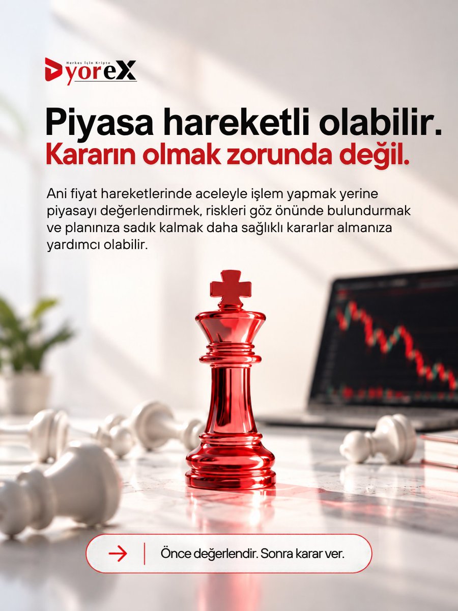 DyoreXcom's tweet photo. Piyasadaki ani hareketler, hızlı karar verme isteğini beraberinde getirebilir. 📷

Ancak kripto piyasasında her hareket, anında tepki vermeniz gerektiği anlamına gelmez. Stratejinizi koruyun, riskleri değerlendirin ve kararınızı panikle değil bilgiyle verin. https://t.co/bjLXTg7u5Z