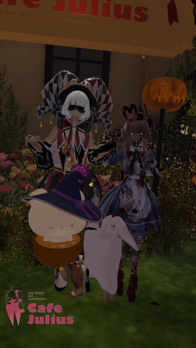 laughrough_VR's tweet photo. #かふぇゆり 10月ハロウィン！いってきた！
皆様いつも改変素敵だけど、ハロウィンも相まってファンタジー感が濃くてかっこかわいすぎる～～～～！！
あといつも忘れるフレ申請！
（つづく） https://t.co/AGVmgJfdS3
