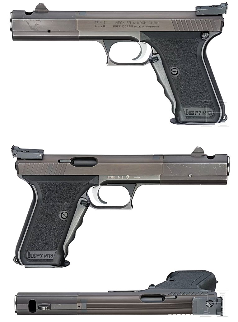 AutoMagArchive's tweet photo. 1988 H&amp;K P7 M13 9mm with barrel weight/comp. https://t.co/MwpbVfrPxv