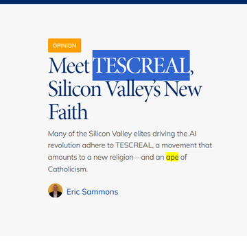 PetalSoI's tweet photo. A new AI RELIGION called "TESCREAL" is taking over Silicon Valley and all the tech CEOs are joining,

They literally WORSHIP AGI, article posted today!

They believe that AGI will create a UTOPIA for humanity and set us free - https://t.co/O9RrZx4rf1 https://t.co/beH5I3lDVj