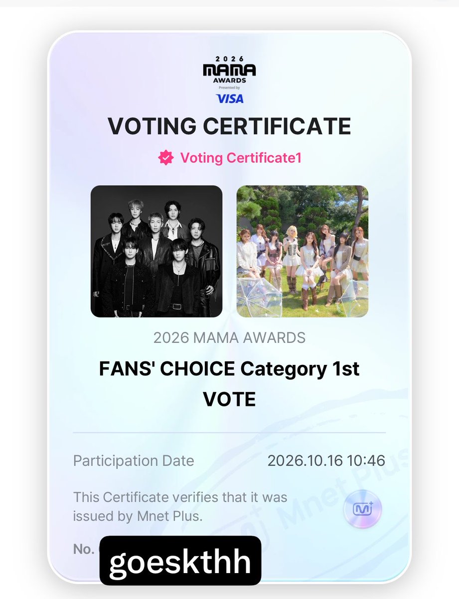 goeskthh's tweet photo. 🚨 QUIEREN LOGRAR ESE DAESANG PARA BTS??? 🔥🙏🏻 ¿Logramos 100 certificados de votación?👇🏻🔥

VOTE FOR BTS ON MAMA AWARDS 2026 
BTS FOR FANS CHOICE MALE MAMA AWARDS 
#VoteForBTSonMAMA2026 
#BTSForFansChoiceMaleMAMA2026 https://t.co/mtU9Cgib2n