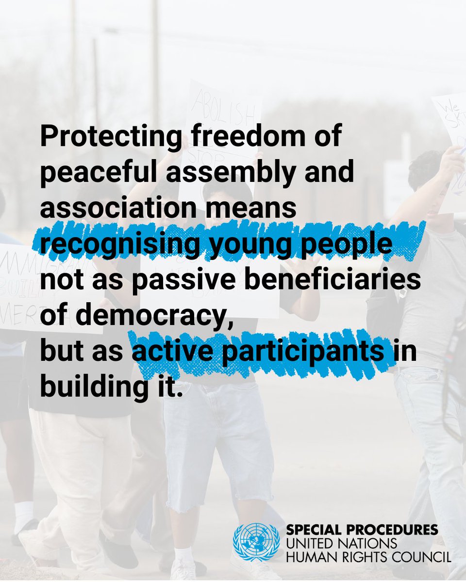 UN_SPExperts's tweet photo. UN expert @ginastar urges end to youth repression, demands binding power-sharing for Gen-Z activists. Calls for binding power-sharing, decriminalisation, accountability and reparations for human rights violations and an end to paternalistic barriers.

https://t.co/M9AT7eFtoY https://t.co/YpQodc5TIc