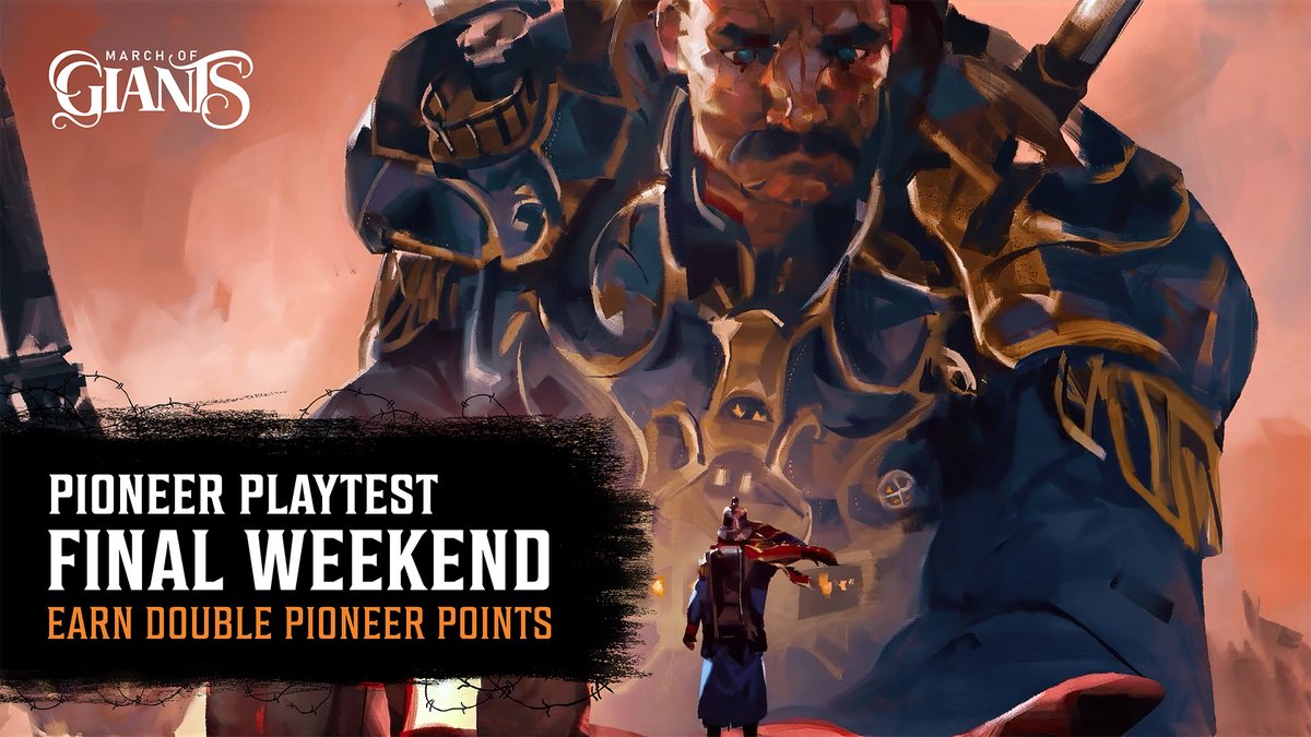 marchofgiants's tweet photo. The Pioneer Playtest is wrapping up soon, but it's not over yet! 🙌

Earn double Pioneer Points this weekend, and hear more from the team making the action happen:

🔗https://t.co/2jpAecy8tT https://t.co/SZrjRv6ERn