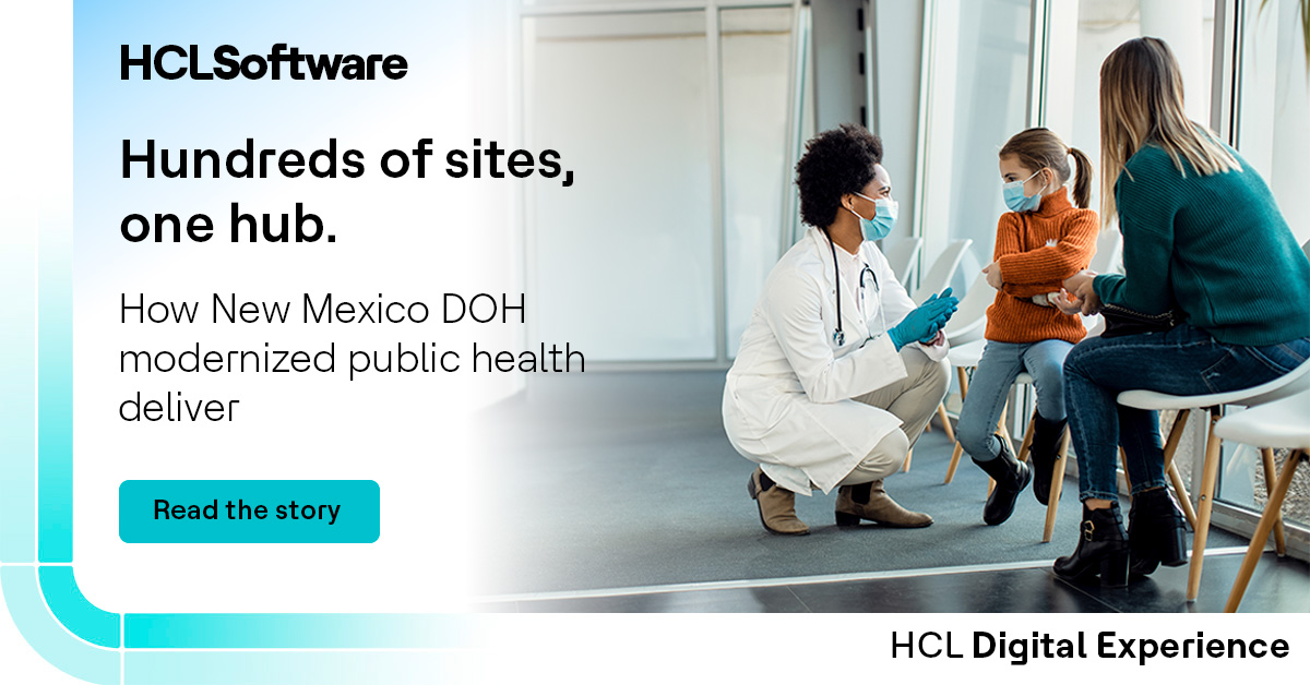 HCLDigital's tweet photo. Public health information is only useful if it is current.
New Mexico's Department of Health rebuilt how it publishes and stopped queueing behind IT.
Read the story: https://t.co/8qygVypepF
#GovTech #HCLDigitalExperience

#HCLSoftware https://t.co/qmtOH6jHbv