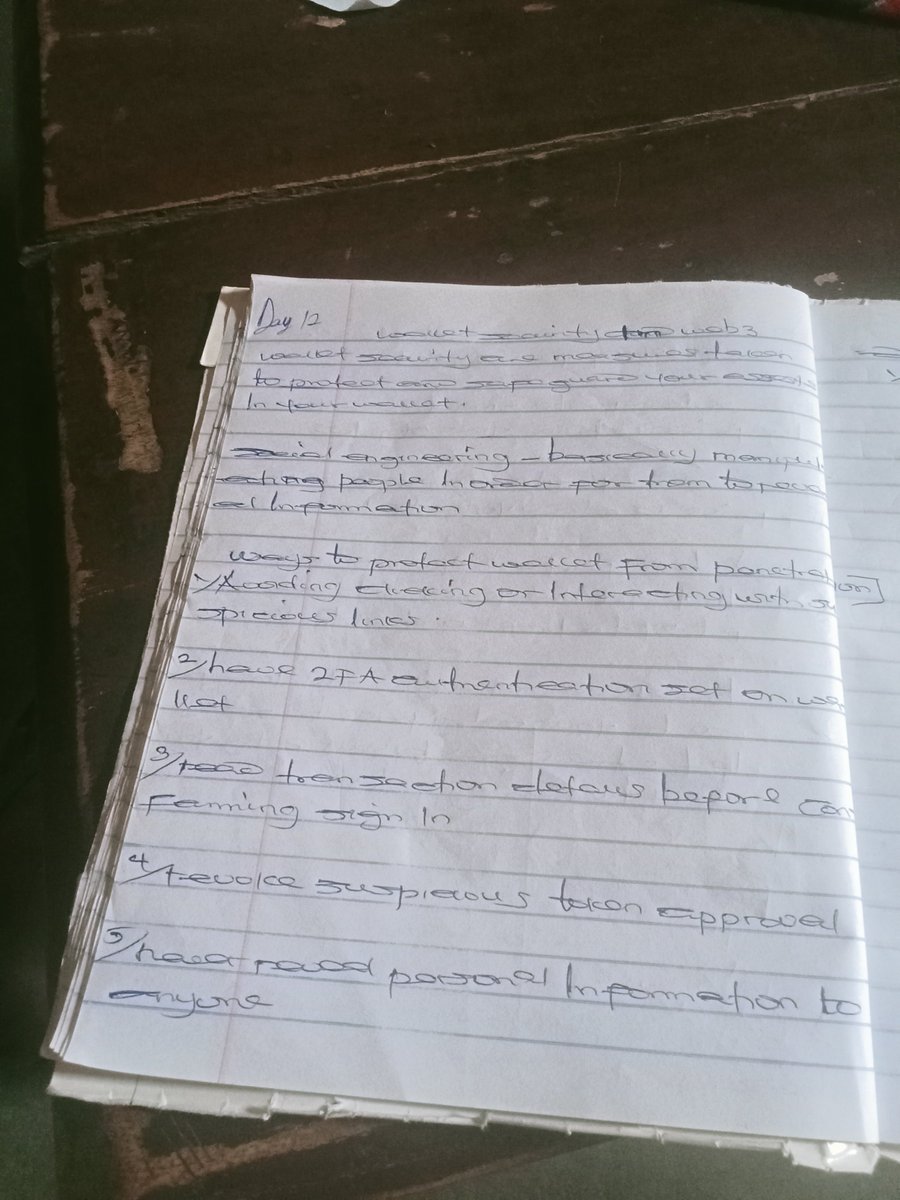 omah287's tweet photo. Day 12 #cryptowithshola was impactful as usually we were taught security how to prevent hacks and different ways one can get hacked.
  Here are my notes 👇 @itsSh0la 
One thing that stood out to me at the end of the class was SECURITY IS MORE IMPORTANT THAN PROFIT AND WHEN YOU'RE https://t.co/MOOcUBRTn5