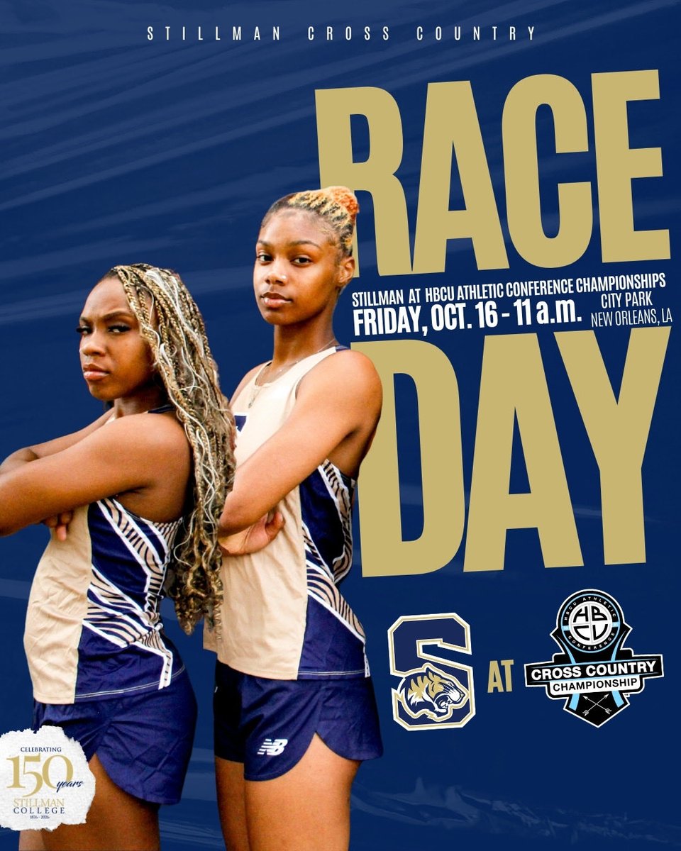 GoStillman's tweet photo. 𝘾𝙃𝘼𝙈𝙋𝙄𝙊𝙉𝙎𝙃𝙄𝙋 𝙏𝙄𝙈𝙀 
Stillman Cross Country competes today in the @HBCUAC Championships 

🗓️Friday, Oct. 16
🕙10 a.m. (M) &amp;  11 a.m. (W)
📍City Park | New Orleans, LA
📊 https://t.co/I1KtZeABts https://t.co/q5yRsJSBgI