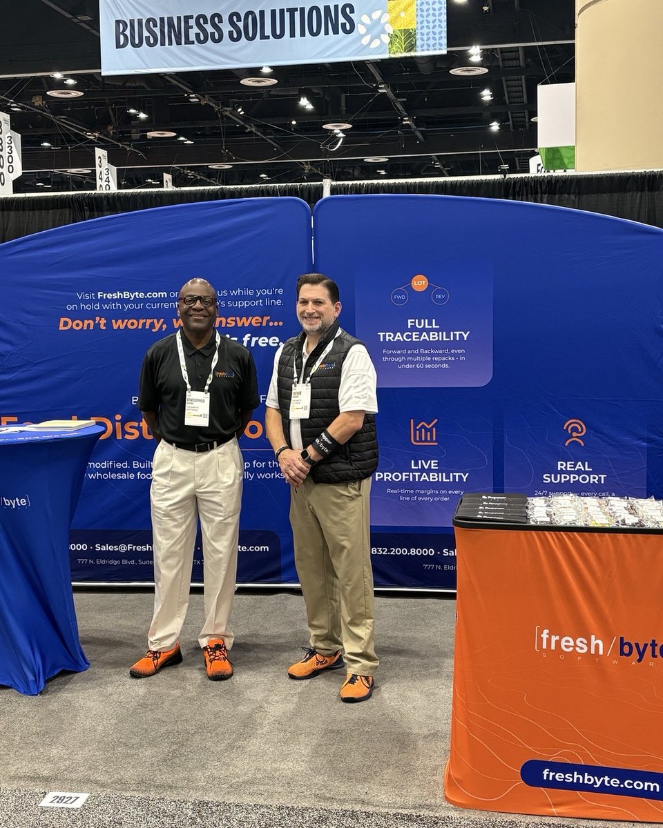 freshbytesoft's tweet photo. Day 1 had great conversations and more than a few "wait, your software does that?" moments. 

Thanks to everyone who stopped by Booth #2927. If we missed you, we're here all day today. Come see why distributors are making the switch. (Orange shoes not required)

#IFPA #GPFS2026 https://t.co/CoHHzBgOzi