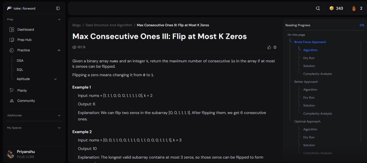 PriyanshuK98498's tweet photo. Day 186 of #200DaysOfCode 🚀  

Max Consecutive Ones III ✅

#DSA #Java #Coding #Consistency
@striver_79
@takeUforward_ https://t.co/RKJSaj3ClY