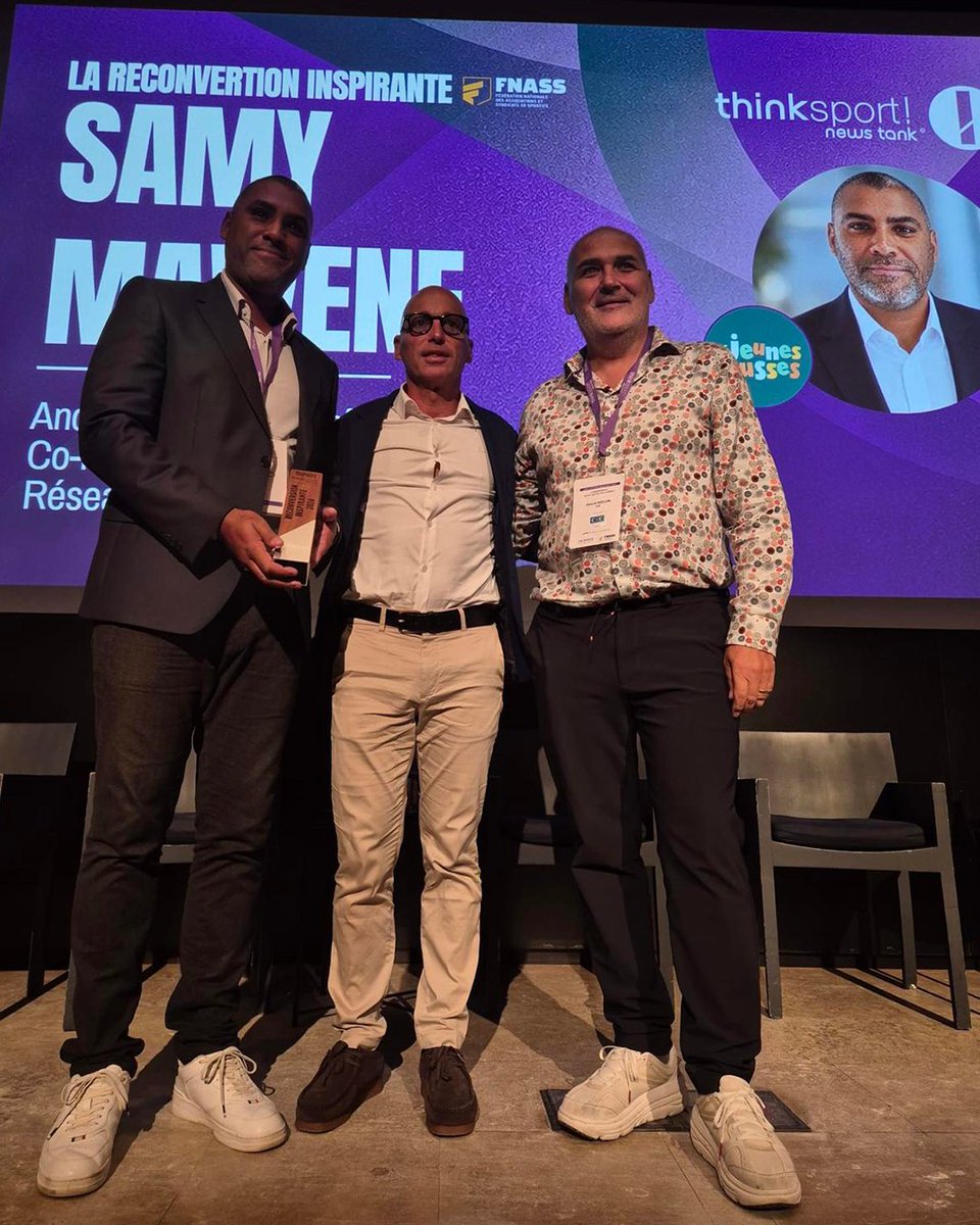 UNFP's tweet photo. 🏆 Toutes nos félicitations à Samy Mawene, lauréat du trophée de la reconversion inspirante lors de la 10e édition de Think Sport CIC, organisée par @NewsTankSport  ce jeudi 15 octobre et parrainée par la @FNASS_ 

Ancien footballeur professionnel, il a co-fondé et préside Les jeunes pousses, un réseau de micro-crèches d'entreprises.

Accompagné par les équipes de notre département formation et reconversion (ESR), il est aujourd'hui à la tête de 50 établissements et 300 salariés.

Bravo Samy pour ce parcours inspirant !