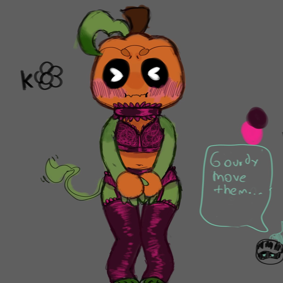 KinkyOrchid's tweet photo. Looks like soulvester got gourdy a cute gift heh
#DEADTOONS #HauntedPumpkins
(pls x dont kill it this time i will cry) https://t.co/yVNxlovck1