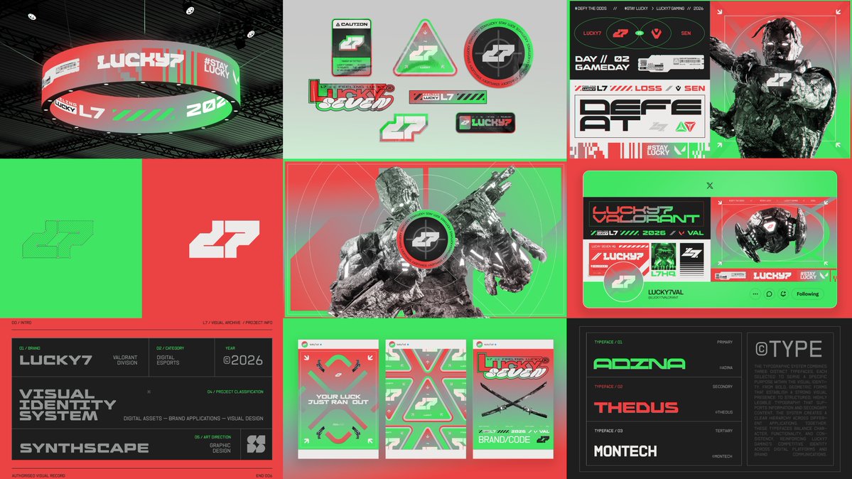 synthscapehere's tweet photo. Lucky7 gaming 
 a Valorant visual design concept.

From the art direction to the individual graphics

full project on Behance 🚨
(Link in the comments👇)

#L7RC2026 https://t.co/vNDsj4d2KV