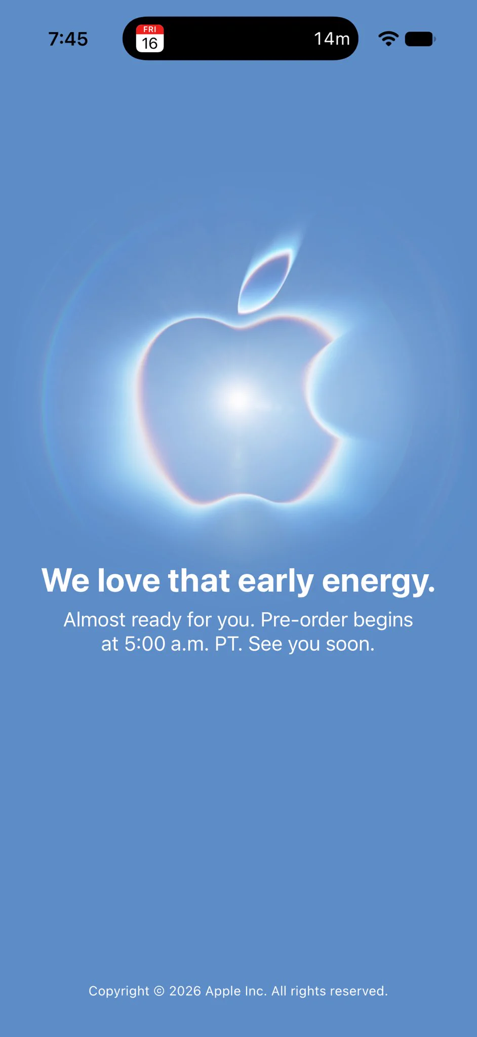 Apple app screenshot reading “We love that early energy.”